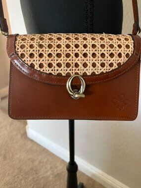 Patricia Nash Bella Leather Crossbody Bag Purse - Tan/Rattan NWOT
